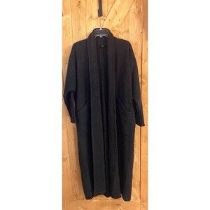 Eileen Fisher Women’s Wool Overcoat Gray Oversized Open Front Long Coat Duster